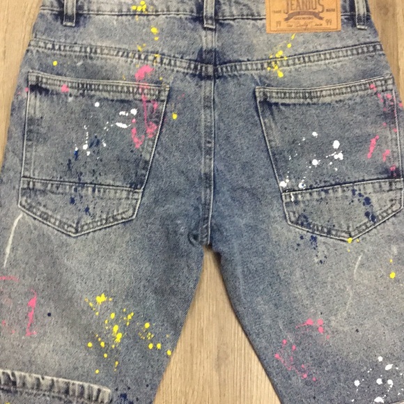 Men’s Jeanius Akademiks Paint Splatter Distressed Denim Jeans (Size: 30x30) - Picture 6 of 13